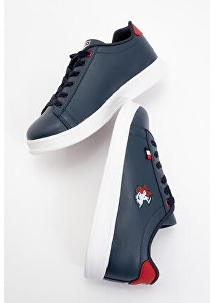 Unisex Spor Ayakkabı Düz Taban Suni Deri Hafızalı Taban Özelliğiyle Lacivert