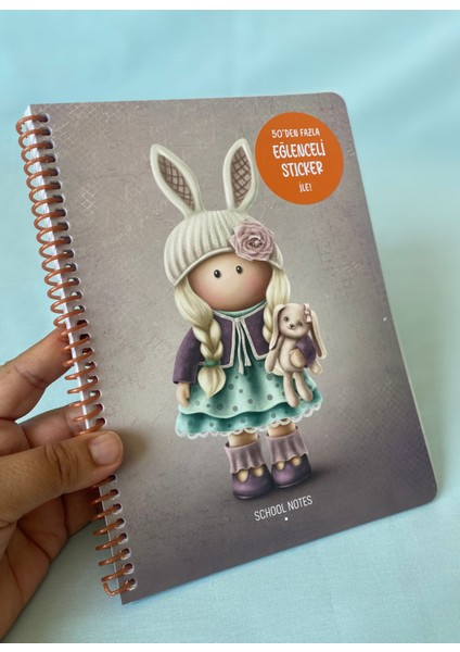 Tilda 16,5X22,5 cm 80 Yaprak Çizgili Karton Kapak Spiralli Defter + 50’den Fazla Sticker modelleri