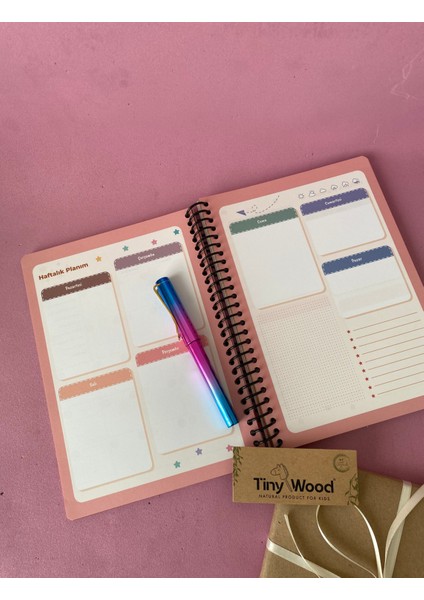 Süresiz Günlük Ajanda | Çilek ve Çiçek Desenli Spiral Planlayıcı Defter modelleri