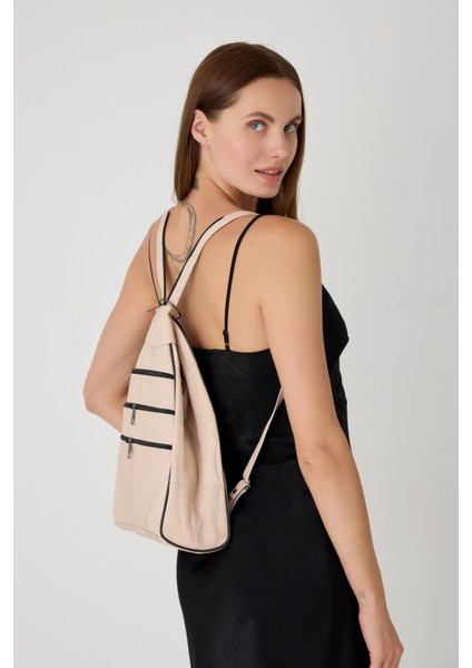 Özel Tasarım Hakiki Deri Sırt ve Kol Çantası Fonksiyonel Çanta