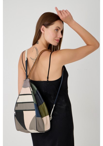 Özel Tasarım Hakiki Deri Sırt ve Kol Çantası Fonksiyonel Çanta