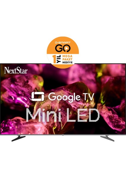 YE-75IDWG11 75'' 190 Ekran Uydu Alıcılı 4K Ultra HD Google MiniLED TV