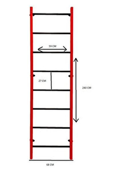 Duvara Monte İsveç Duvarı 240 Cm 10 Egzersiz Seçeneği ile Modern Tasarım modelleri