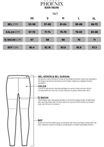 Aero Motion Kadın Tayt Yüksek Bel Dar Paça Nefes Alabilir Kumaş 60 cm Bel Ölçüsü