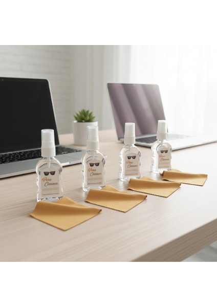 Gözlük ve Ekran Temizleme Spreyi, 4 Adet 50ML ve 4 Adet Temizleme Mendili