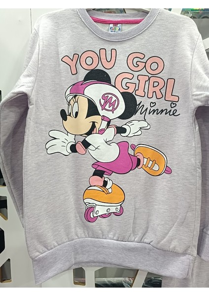 Lila Rengi Mickey Mouse Minnie Baskılı Alt Üst Takım Kız Çocuk Eşofman modelleri