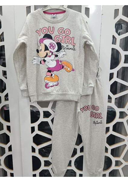 Gri Renk Mickey Mouse Minnie Baskılı Alt Üst Takım Kız Çocuk Eşofman fiyatları