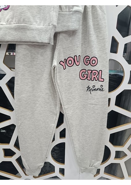 Gri Renk Mickey Mouse Minnie Baskılı Alt Üst Takım Kız Çocuk Eşofman fırsatları