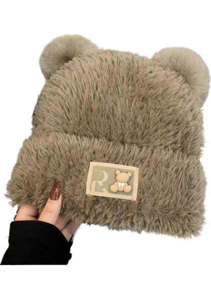 Kadınlar için sevimli ayı şapkası sonbahar ve kış kalın peluş şapka (Yurt Dışından) fiyatları