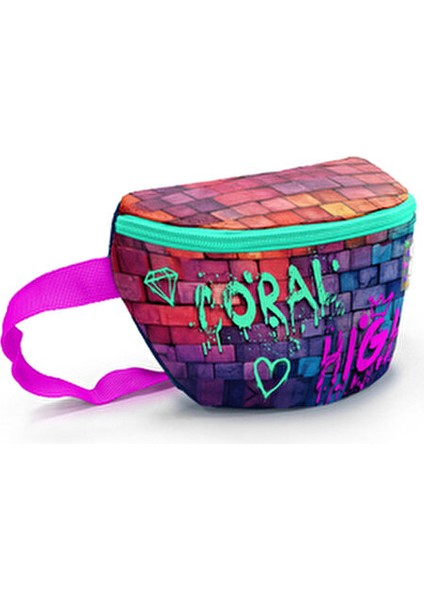 Grafiti Yazılı Bel Çantası Kadın Kullanıma Uygun 140 Gram Hafif Polyester