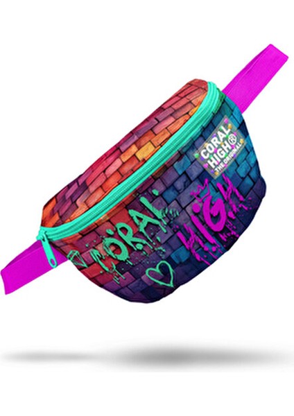 Grafiti Yazılı Bel Çantası Kadın Kullanıma Uygun 140 Gram Hafif Polyester