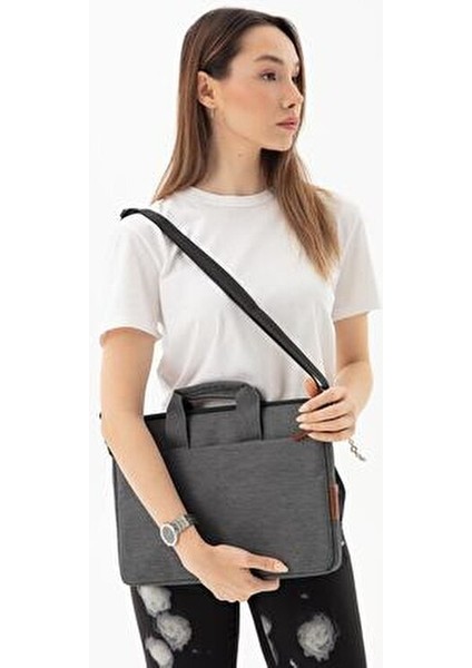 Su Geçirmez Kumaş Evrak ve Laptop Çantası 13-14 İnç Siyah