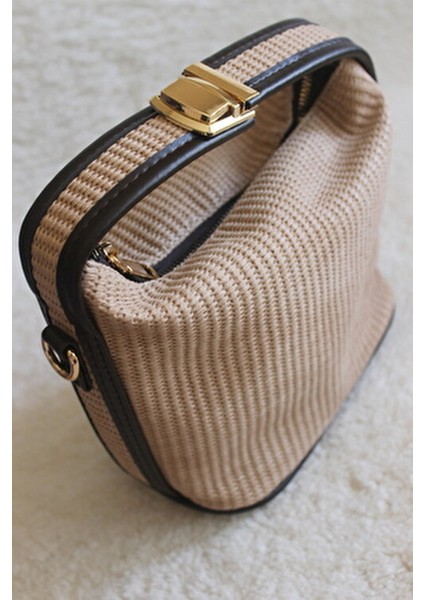 Holly Bej Hasır El ve Çapraz Çanta Hafif ve Şık Tasarım