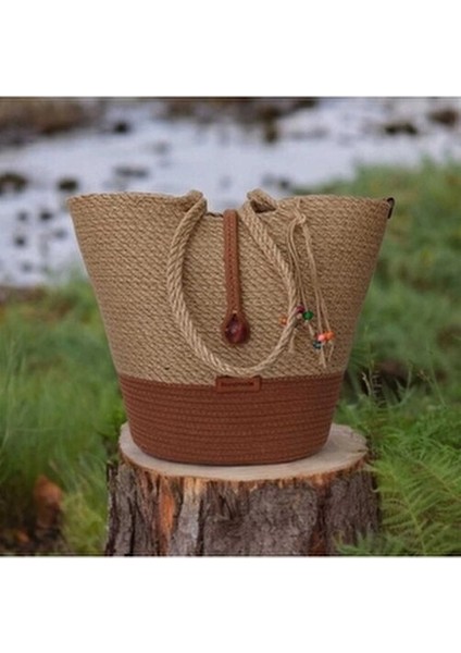 El Yapımı Plaj Çantası Hasır Jüt Malzeme ile Şık Tasarım Kadın indirimleri