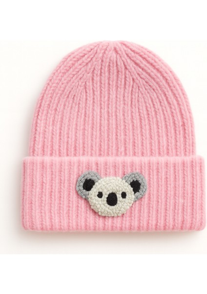 Pembe Koala Punch Detaylı Lüks Yün Bere AYN400