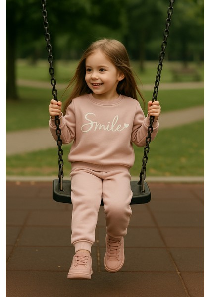 Kız Çocuk Kışlık Eşofman Takımı Pamuklu Üç Iplik Şardonlu Günlük Kombin 2-3-4-5 Yaş modelleri