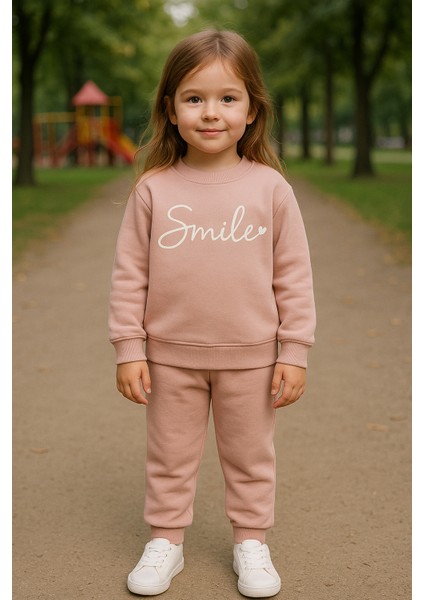 Kız Çocuk Kışlık Eşofman Takımı Pamuklu Üç Iplik Şardonlu Günlük Kombin 2-3-4-5 Yaş fırsatları