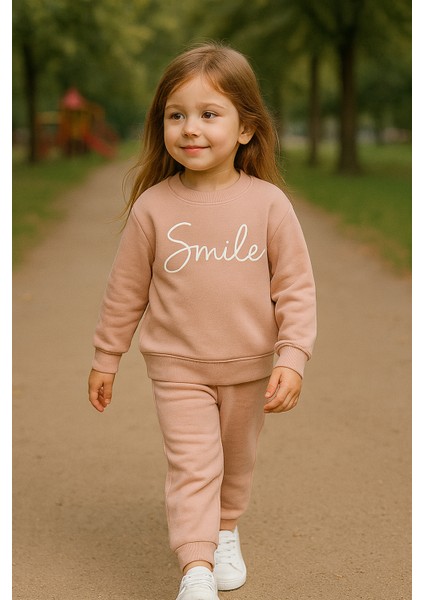 Kız Çocuk Kışlık Eşofman Takımı Pamuklu Üç Iplik Şardonlu Günlük Kombin 2-3-4-5 Yaş indirimleri