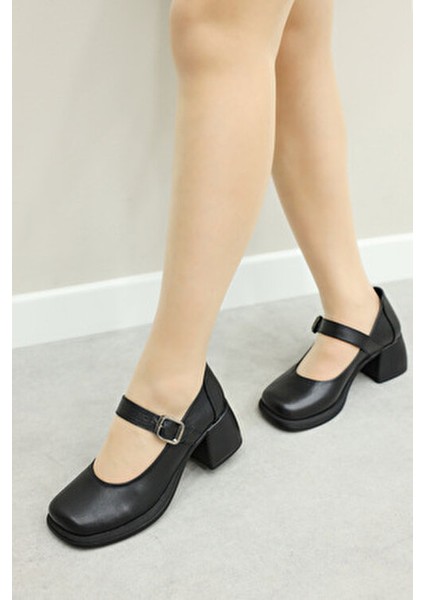 Kadın Kalın Topuklu Ayakkabı Deri Malzeme Orta Topuk indirimleri