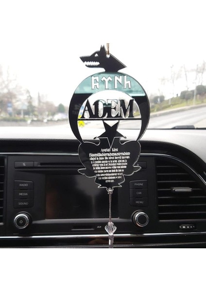 Kişiye Özel (Anahtarlıklı) Göktürk Dilinde Türk Pleksi Araba Dikiz Aynası Süsü