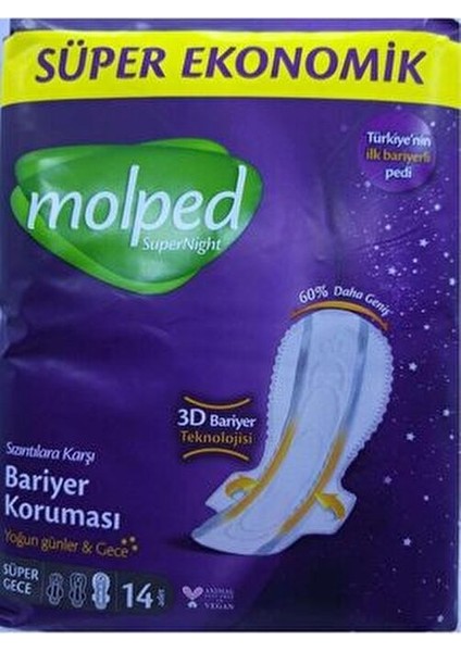 Supernight 14 Adet Ultra İnce Rahatlık Sunan Gece Kullanım Hijyenik Ped fiyatları