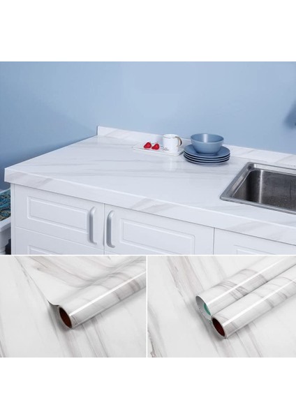 Açık Mermer Desenli Yapışkanlı Kaplama Kağıdı Büyük Boy 5 Metre modelleri