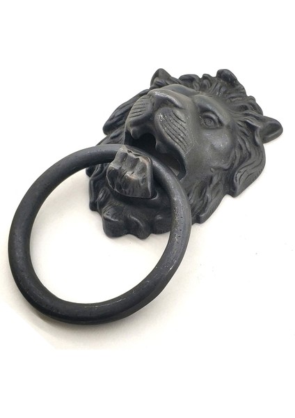 Antika Tarz Dekoratif Pirinç Aslan Kapı Tokmağı, Taktak - 102X130 Mm, Oksit fiyatları