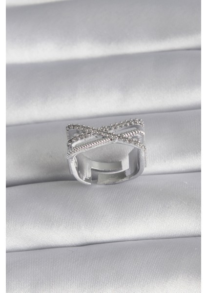 Pirinç Gümüş Renk Zirkon Taş Detay Kadın Yüzük - TJ-BYK3028 fiyatları