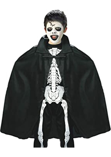 Siyah Renk Yakalı Halloween Pelerini 90 cm