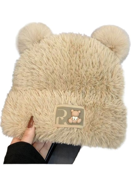 Kadınlar Için Sevimli Ayı Şapkası Sonbahar ve Kış Kalın Peluş Şapka (Yurt Dışından) fiyatları