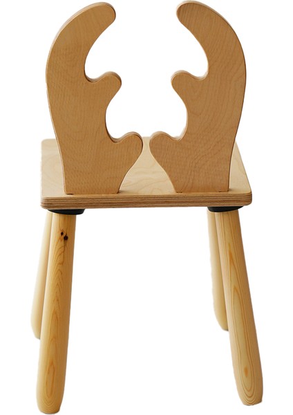 Doğal Ahşap Renkli Çocuk Sandalye Geyik