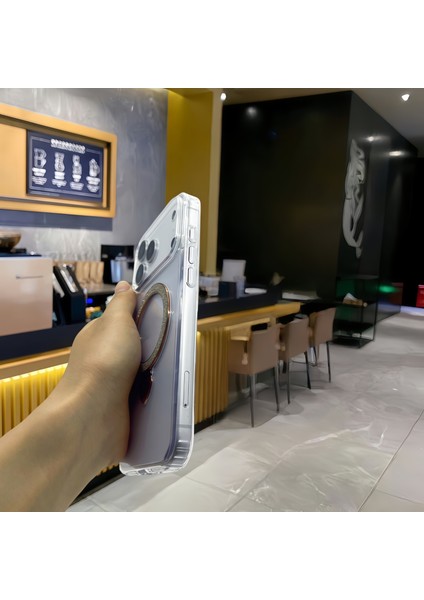 iPhone 17 Pro Max Tpu + Akrilik Şeffaf Telefon Kılıfı ve Parıltılı Halka Destekli (Yurt Dışından) modelleri