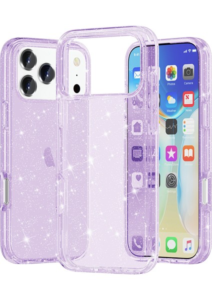 iPhone 17 Pro Için Parlak Toz Simli Yumuşak Tpu + Sert Pc Arka Kapak (Yurt Dışından)