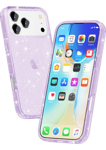 iPhone 17 Pro Için Parlak Toz Simli Yumuşak Tpu + Sert Pc Arka Kapak (Yurt Dışından) modelleri