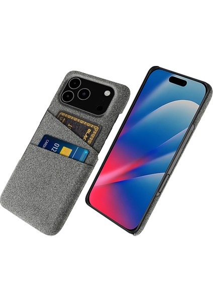 iPhone 17 Pro Max Çift Kart Yuvalı Kumaş + Sert Pc Telefon Kılıfı (Yurt Dışından)