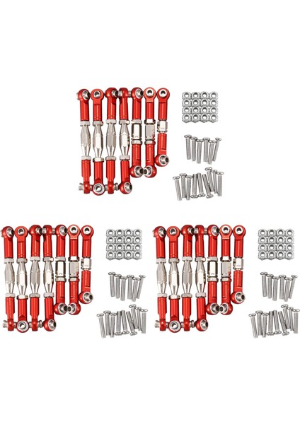Wltoys Için 3x 144001 1/14 Rc Araba Yedek Parçalar Metal Bağlantı Servo Çekme Çubuk Direksiyon Çubuğu Seti Kırmızı (Yurt Dışından)