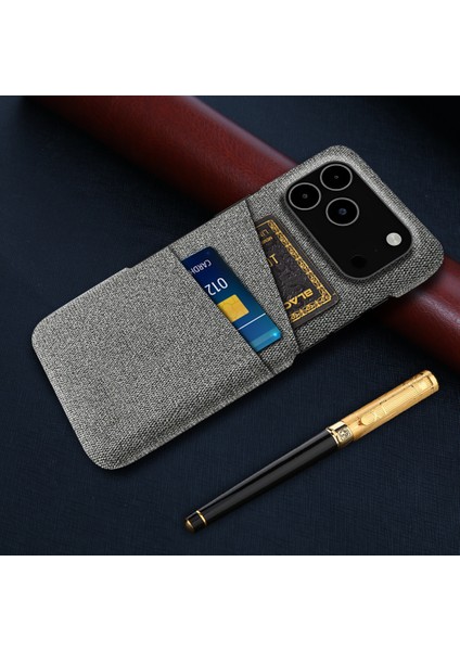 iPhone 17 Pro Max Çift Kart Yuvalı Kumaş + Sert Pc Telefon Kılıfı (Yurt Dışından) fiyatları