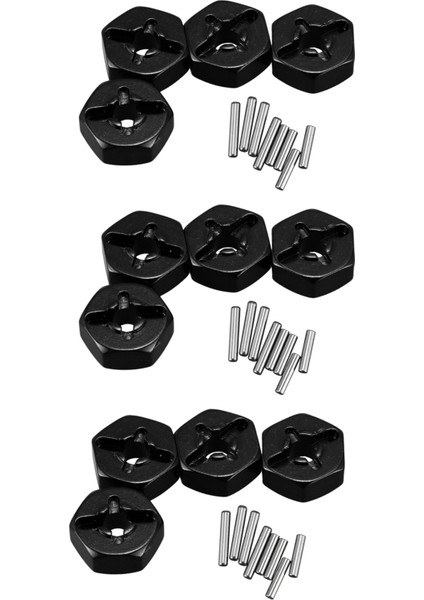 12X Alüminyum Alaşım 12MM Birleştirici Tekerlek Hub Hex Adaptör Wltoys Için Yükseltmeler 144001 1/14 Rc Araba Yedek Parçaları Siyah (Yurt Dışından)