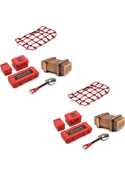 12 Adet Simüle Dekorasyon Bavul Bagaj Net Kürek Trx4 Defender SCX10 90046 90047 Mst Jimny Vs4 Kırmızı (Yurt Dışından)