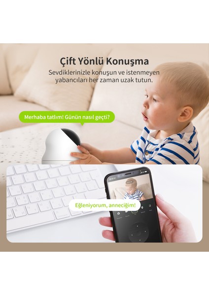 Beans Wiew D210 2K | Akıllı İç Mekan Wifi IP Güvenlik Kamerası | 360° Hareket Takibi | Renkli Gece Görüşü | Otomatik Takip Özelliği | Bebek ve Ev İç Mekan Kamerası | Beans View by Ezviz