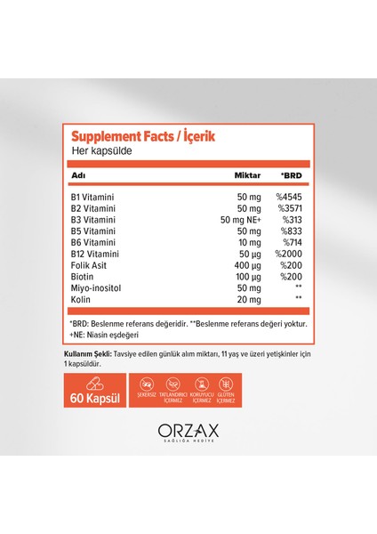 Ocean B Complex 50 Kapsül Takviye Edici Gıda