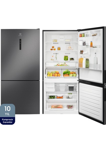 LNT7MD58B 700 Serisi TwinTech No Frost D Enerji Sınıfı Inverter Alttan Donduruculu Buzdolabı Koyu Inox