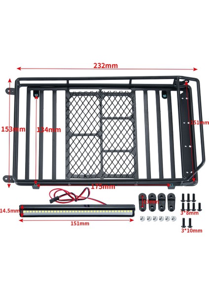 1/10 Rc Prıger Arak SCX10 Traxxas Trx4 Trx4 Bronco RC4WD D90 YK4102 Için LED Işıkları ile Metal Çatı Rafı Bagaj Taşıyıcı (Yurt Dışından) modelleri