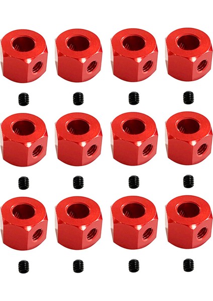 12PCS 5mm Ila 12MM Metal Birleştirici Tekerlek Hub Hub Hex Adaptörü Wpl D12 C14 C24 B14 B16 Mn D90 D91 Rc Araba Yükseltme Parçaları Kırmızı (Yurt Dışından)