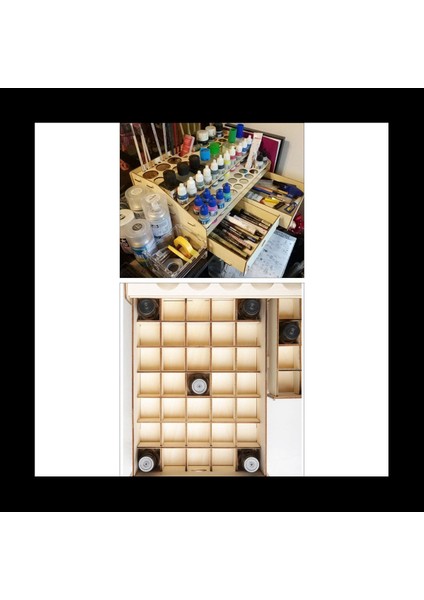 2x Dıy Ahşap Organizatör Boya Şişeleri Ekran Raf Fırçaları Tutucu Stand Depolama Modeli Aracı (Yurt Dışından) fırsatları