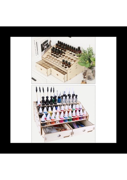 2x Dıy Ahşap Organizatör Boya Şişeleri Ekran Raf Fırçaları Tutucu Stand Depolama Modeli Aracı (Yurt Dışından) indirimleri