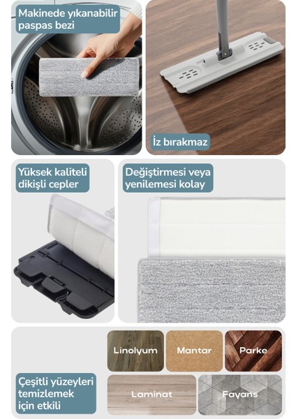 Tablet Mop Temizlik Seti Yeni Nesil Paspas M Boy - Beyaz