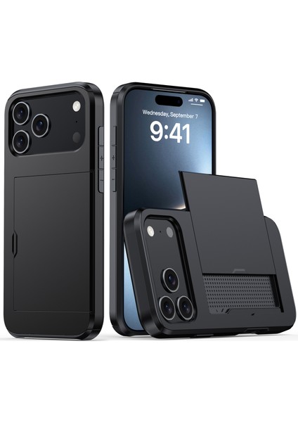 iPhone 17 Pro Tpu + Pc Telefon Arka Kapağı ve Kart Tutucu (Yurt Dışından)