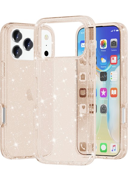 iPhone 17 Pro Için Parlak Toz Simli Yumuşak Tpu + Sert Pc Arka Kapak (Yurt Dışından)