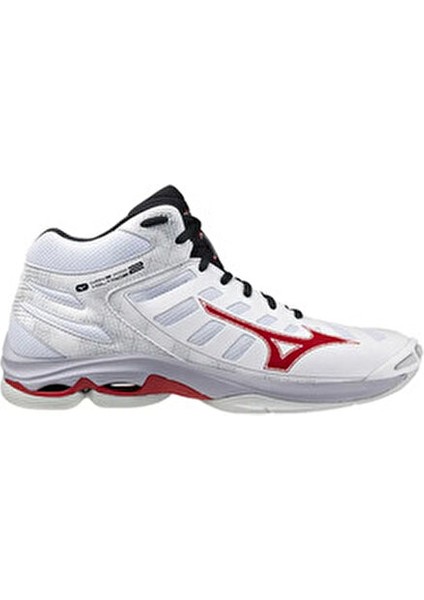 Wave Voltage 2 Mıd Voleybol Ayakkabısı Erkekler İçin Beyaz Kırmızı Nefes Alabilir Yapı